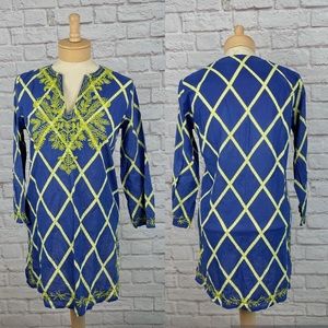 Roller Rabbit Blue Popover Embroidered Cotton Tunic Dress Size XS